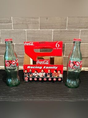 Vintage 1999Coca-Cola Racing Family 6-Pack Bottle Carrier and 2 Empty Bottles